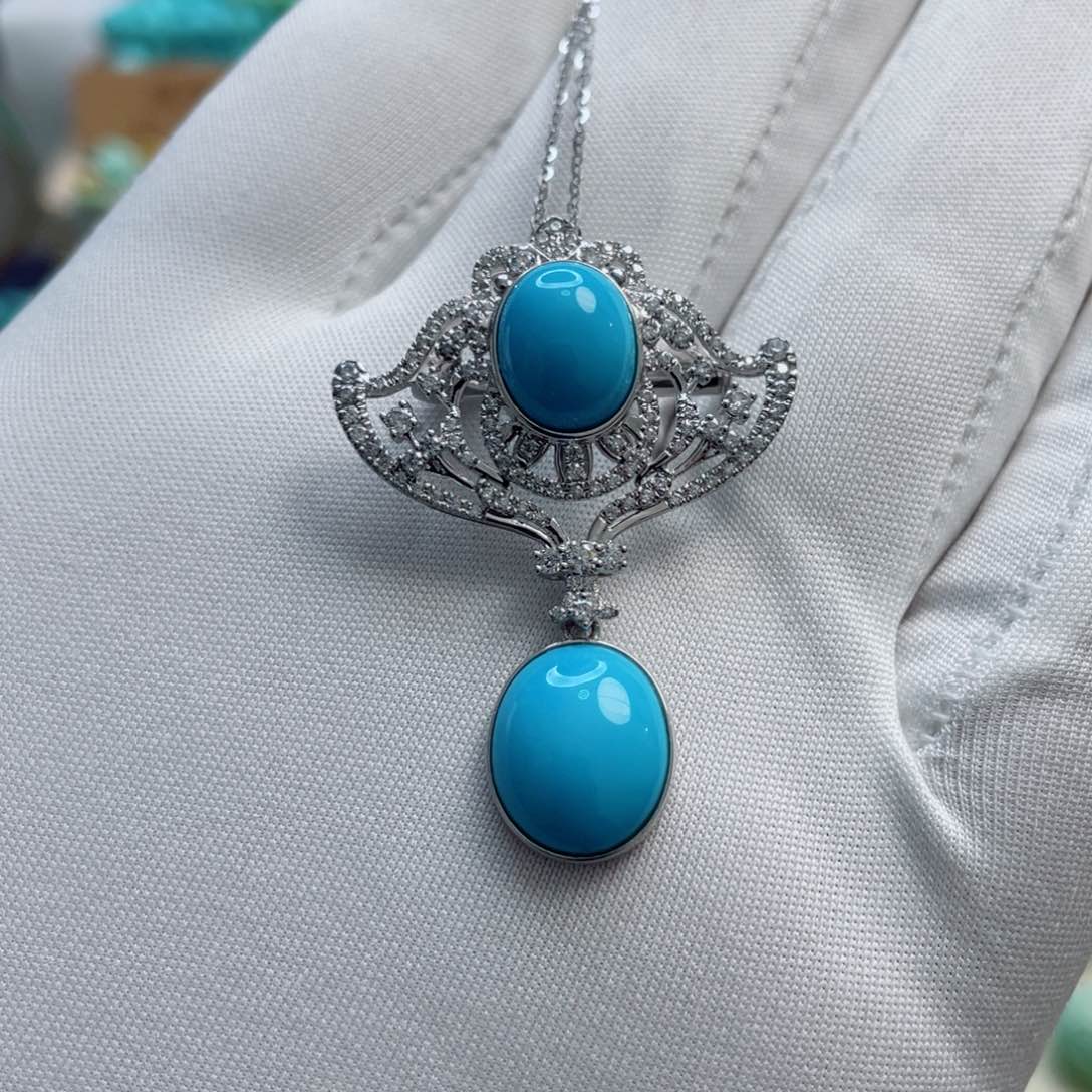 绿松石珠宝奇石18K金镶嵌