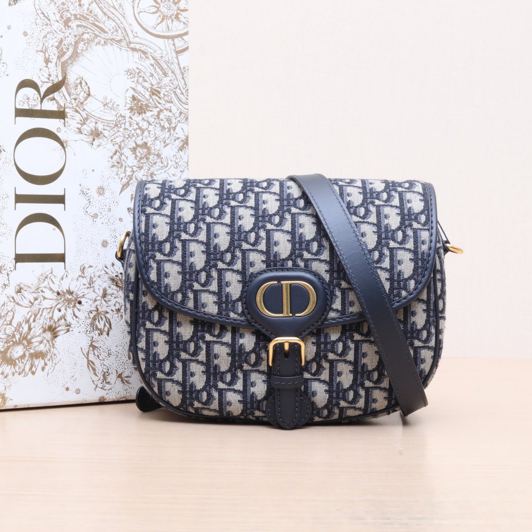 99新 DIOR/迪奥 【小花念念】Dior Bobby 中号 22 蓝色包