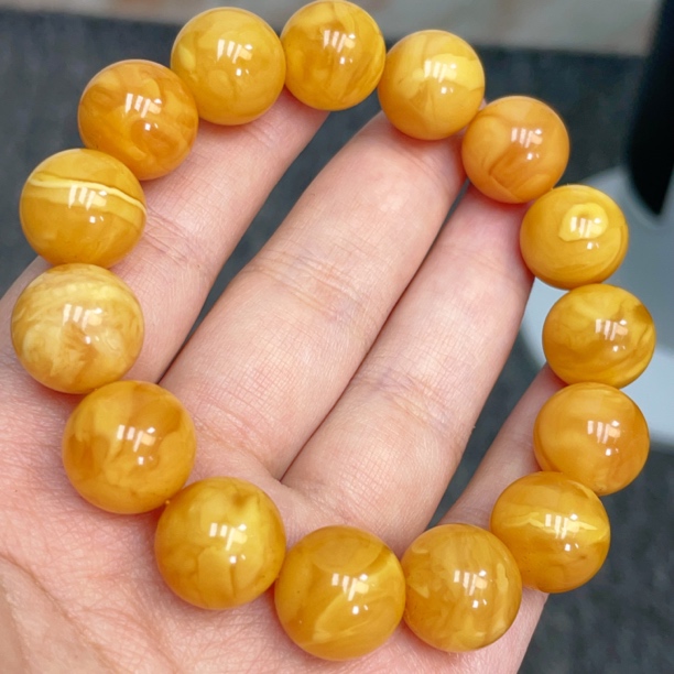 蜜糖色妖孽白花14➕蜜蜡圆珠手串