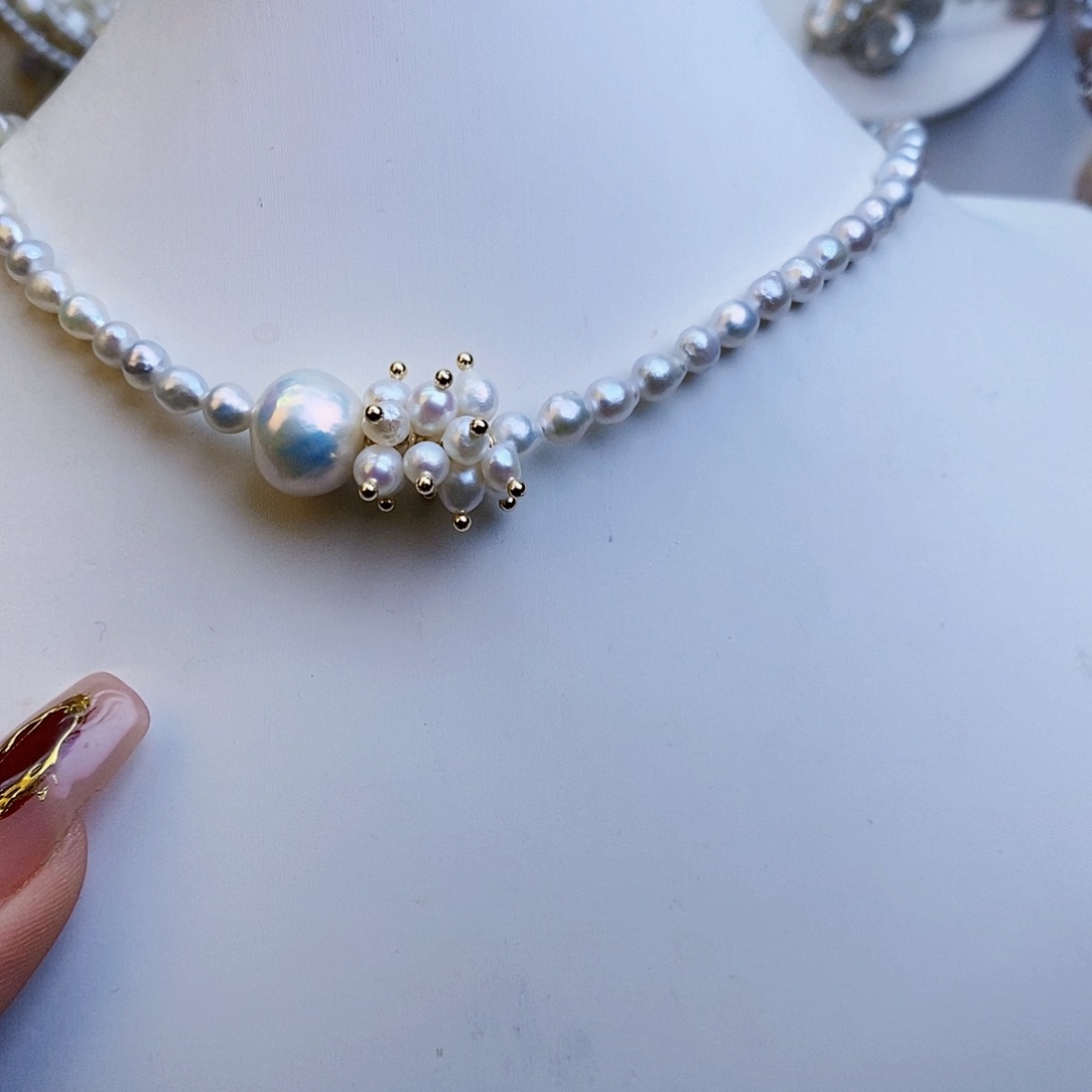 淡水珍珠颈饰银S925镶嵌