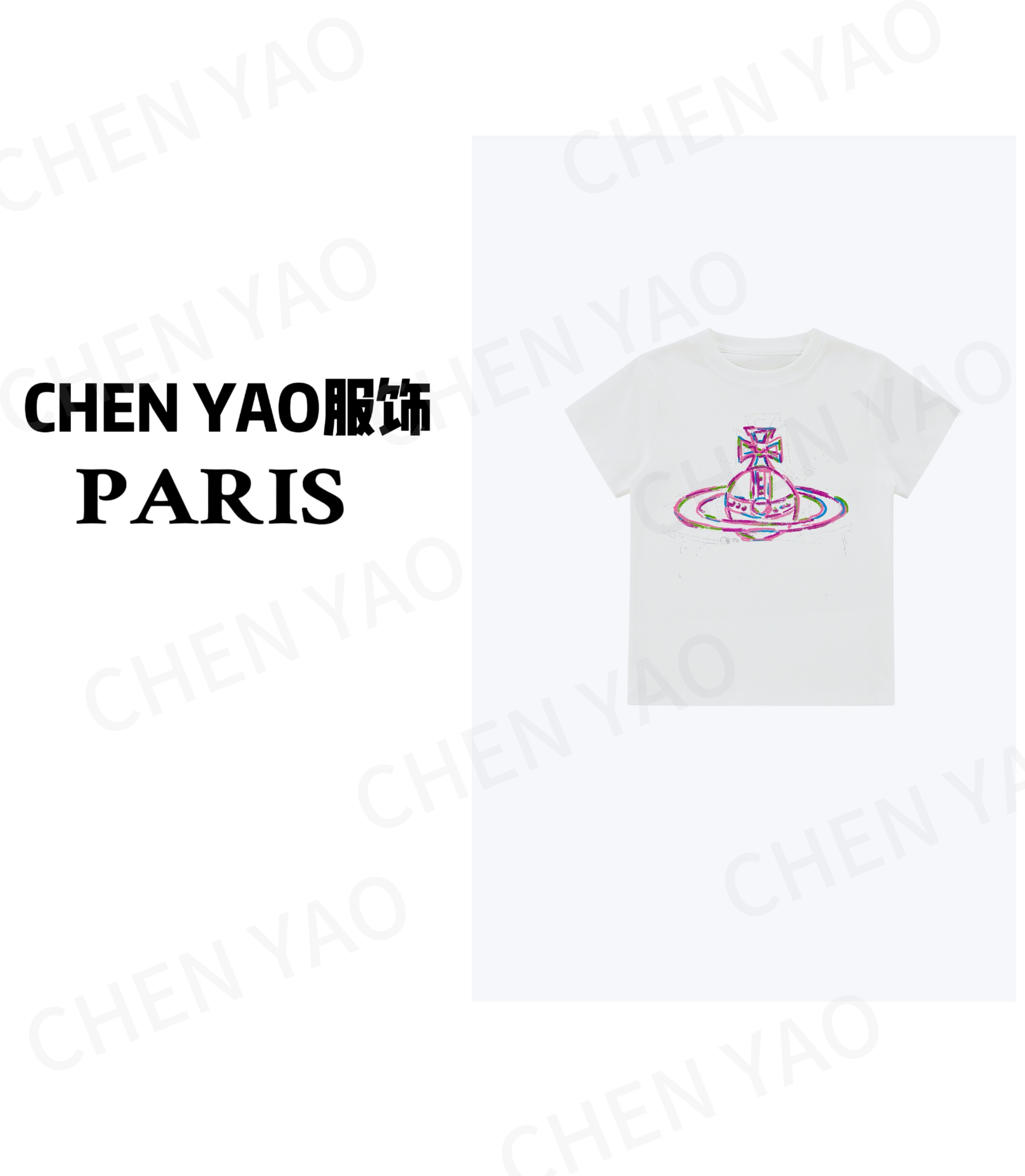 【087小版型后后】s25新款 重工水钻手工彩绘工艺 时尚高级短袖百搭
