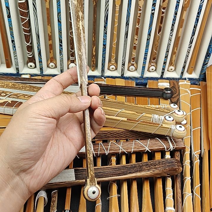 清***抱竹子文玩折扇梅鹿和尚头