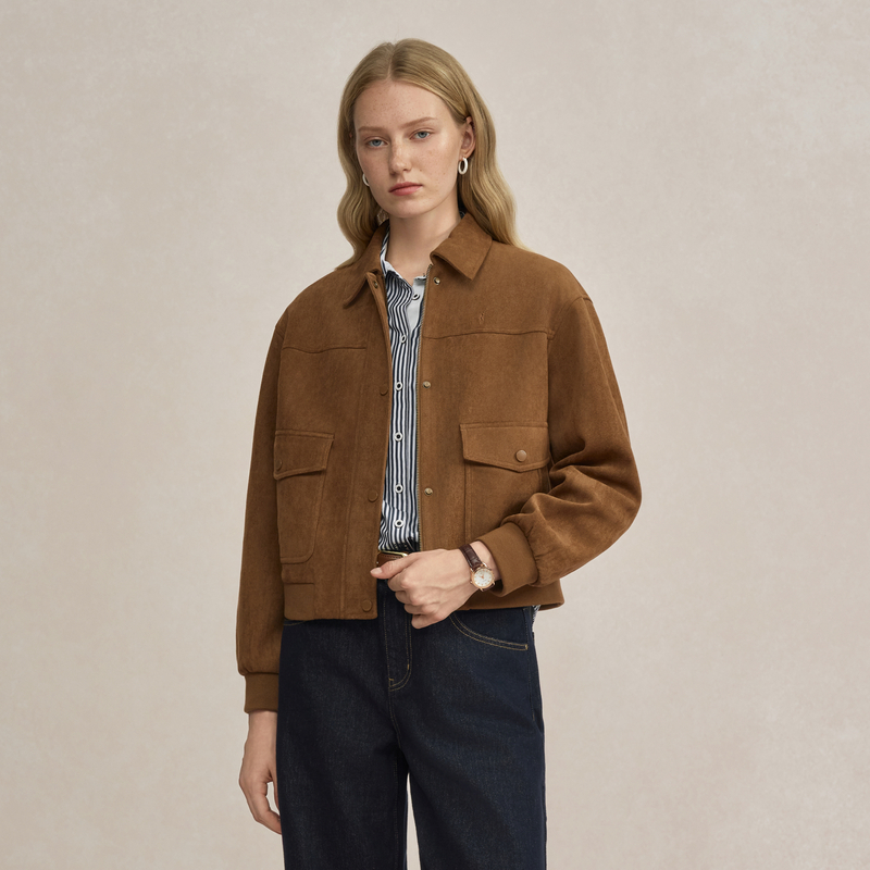 POLOWALK2025秋冬新品简系复古工装风外套女装上衣B8AW53450721