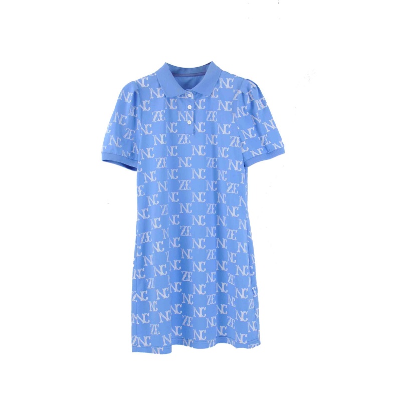 POLO领字母印花短袖连衣裙女夏季先手气质短裙 ZABBH602