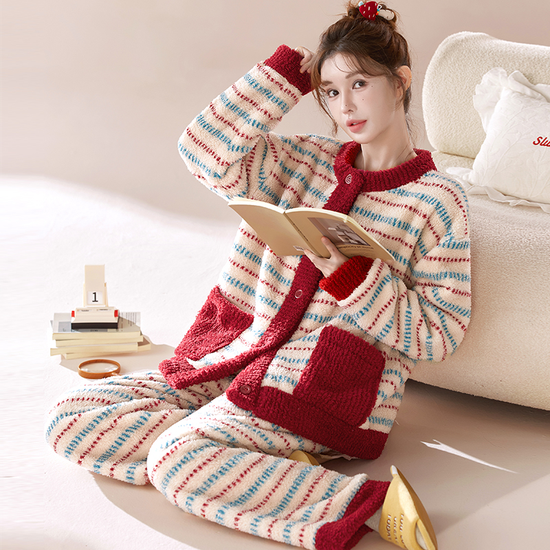 【莎粒绒系列】秋冬暖绒加厚保暖新款可外穿家居服女保暖睡衣套装