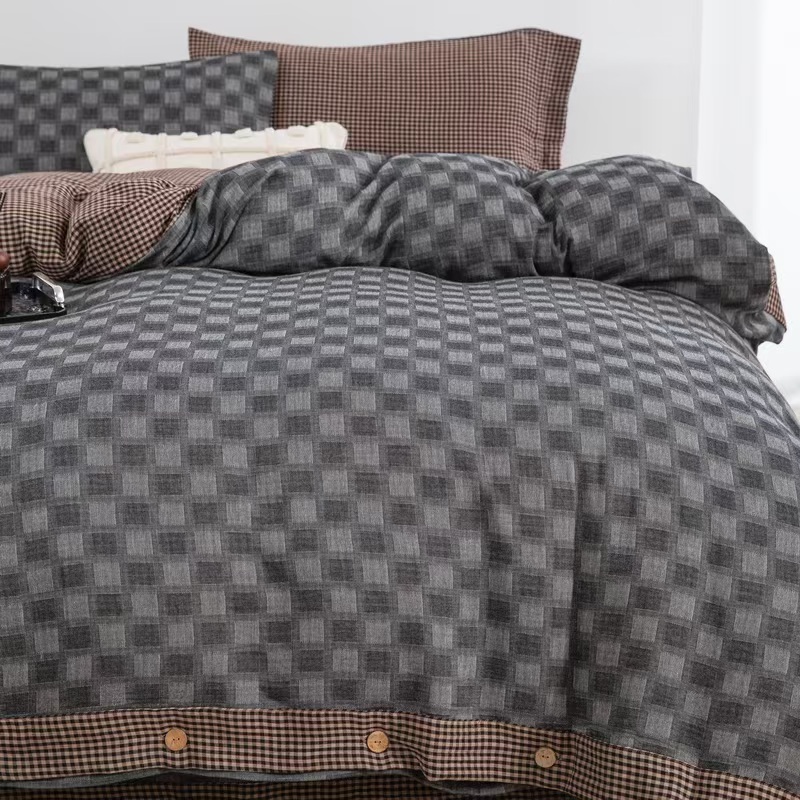 朦胧 四件套  纯棉色织双层纱提花男士四件套