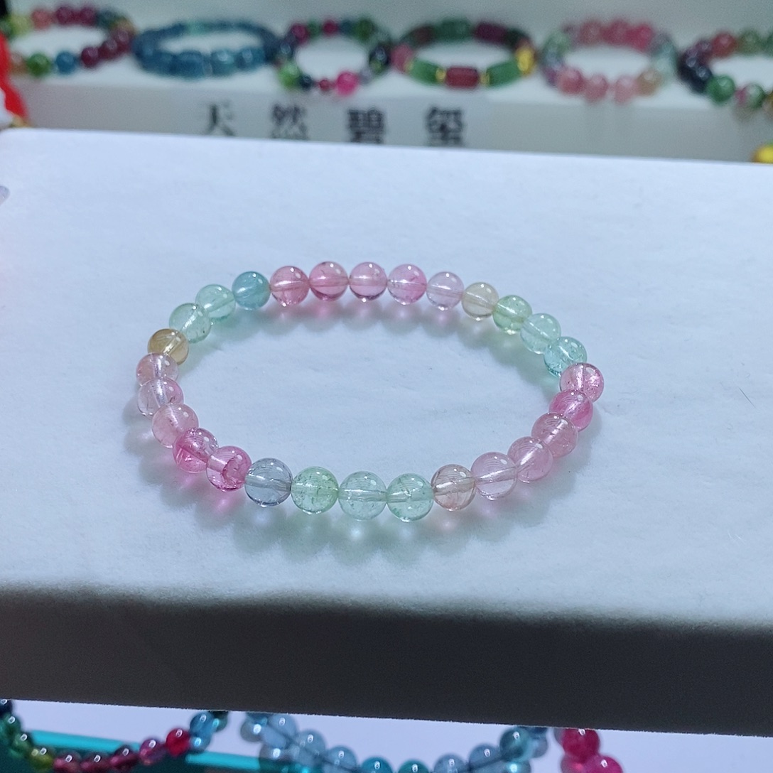 碧玺手链未镶嵌6.8mm左右