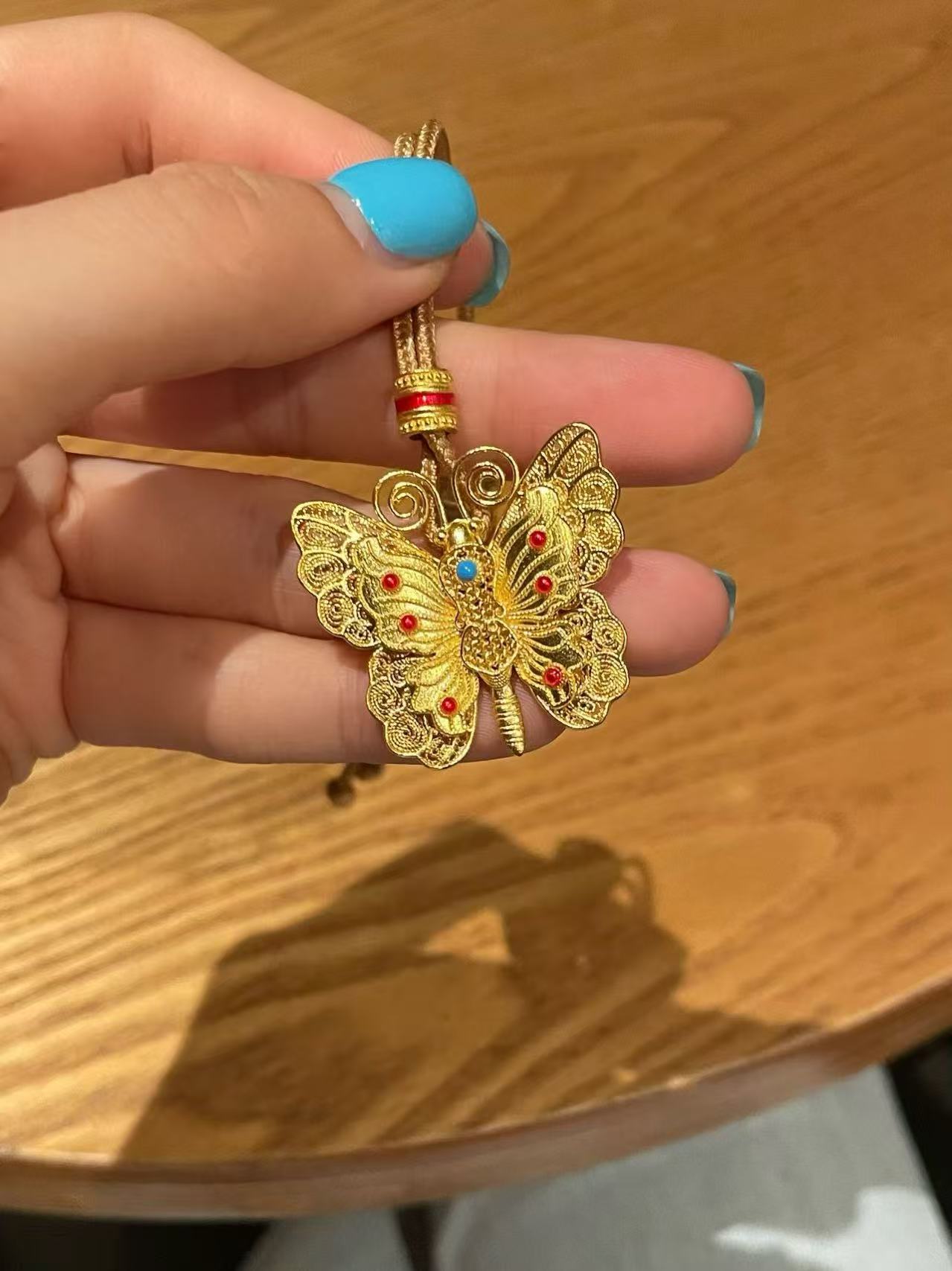 足金珐琅蝴蝶 美的精致 重工拉丝 超百搭