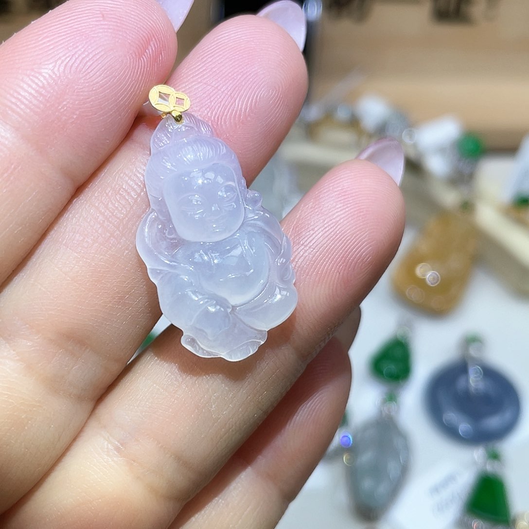 翡翠18K金镶嵌吊坠(不含链)