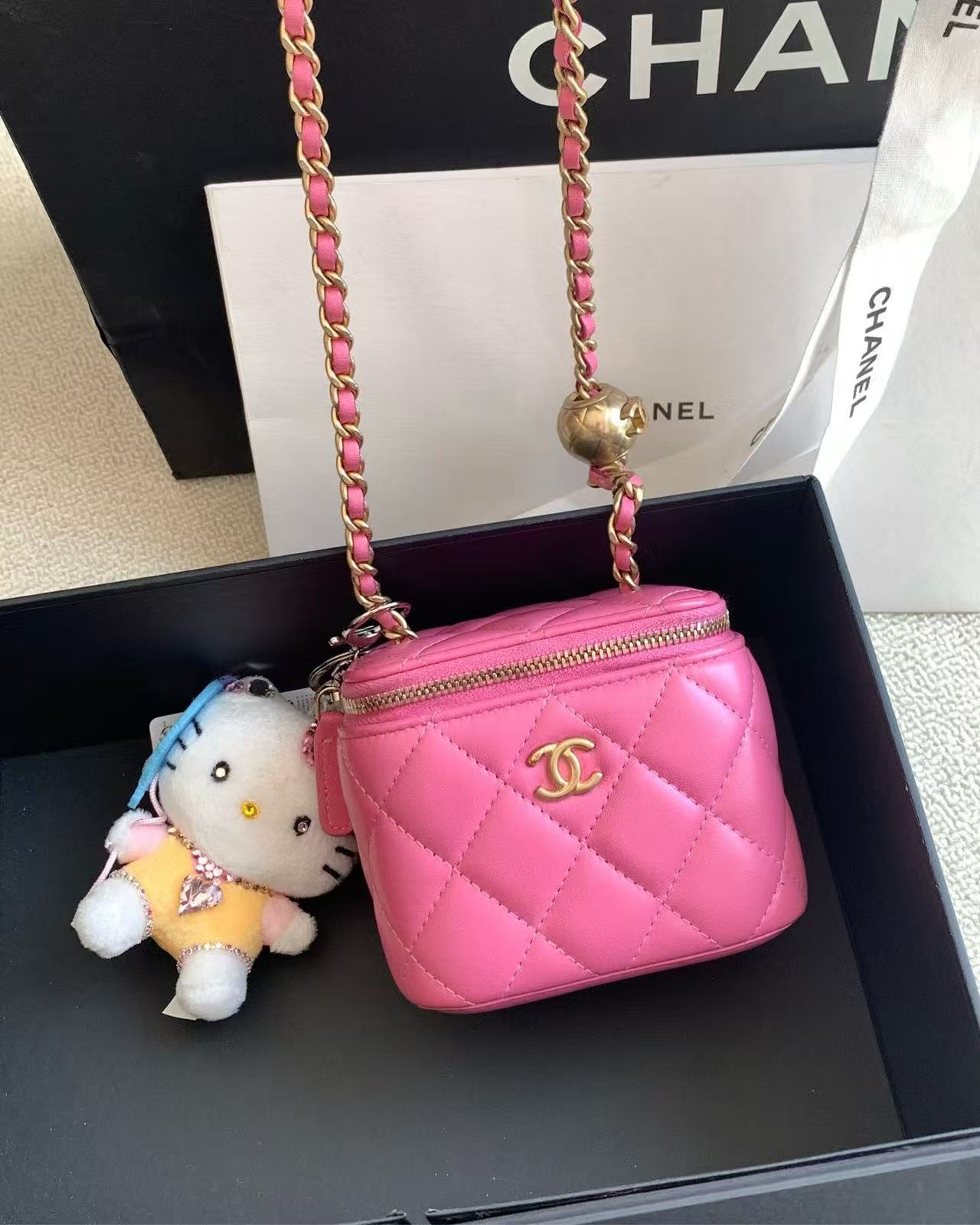 95新 Chanel/香奈儿  粉色金球小盒子包 10cm 16013653