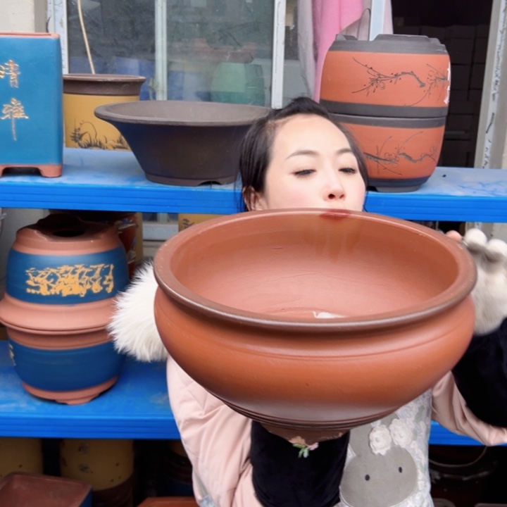 仿古鱼缸大一对花盆花盆