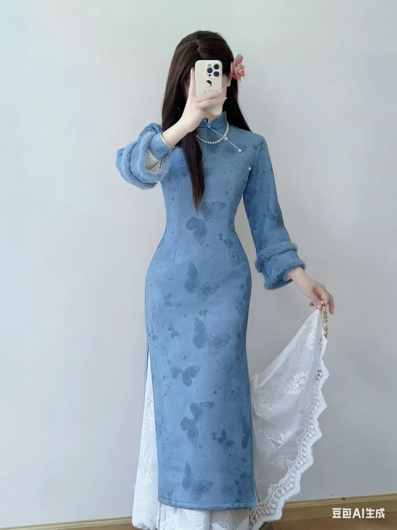 1006 年轻款素雅民国风《页尾诗》旗袍(以直播间展示为主)