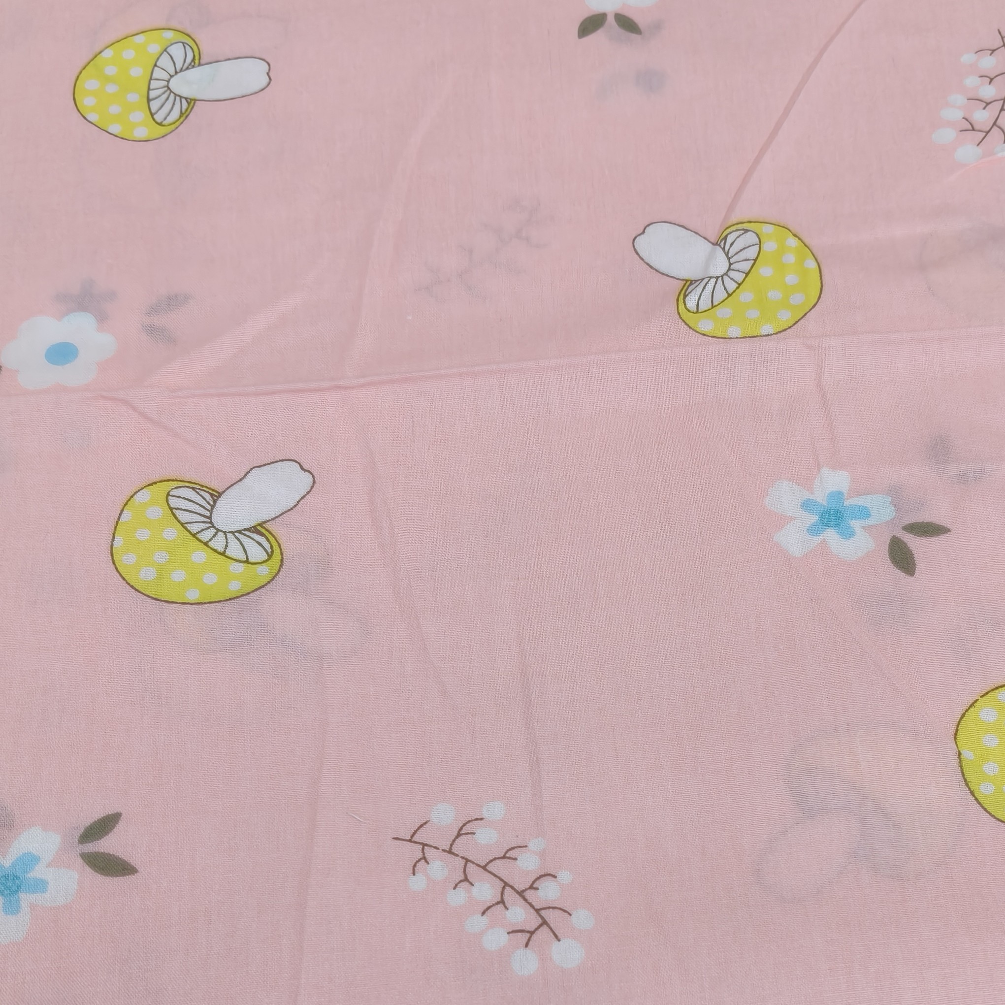 【卡通蘑菇(粉色)】纯棉平纹加密包被布  2.5米幅宽 内胆布料