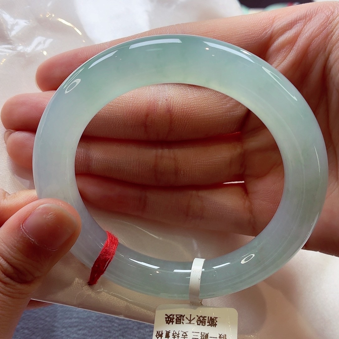 翡翠未镶嵌手镯57圆条 冰芙蓉(7号)