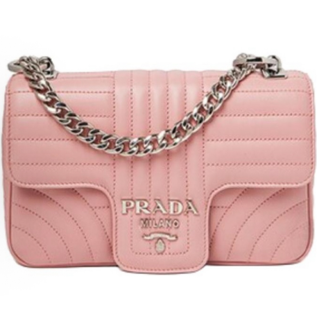95新 Prada/普拉达 粉色牛皮链条包/JW6715