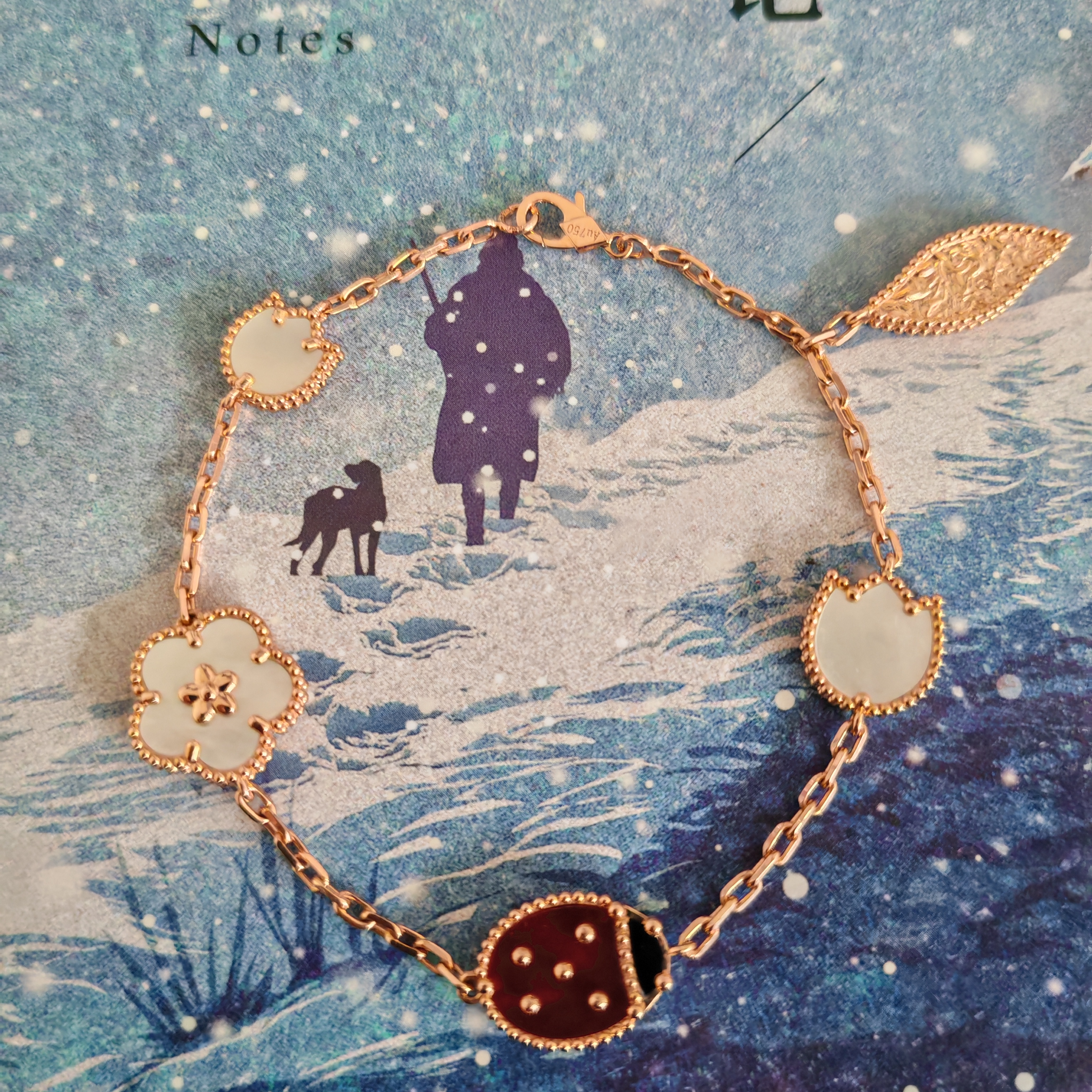 活动专属链接 18k金 玫瑰金  瓢虫五花手链