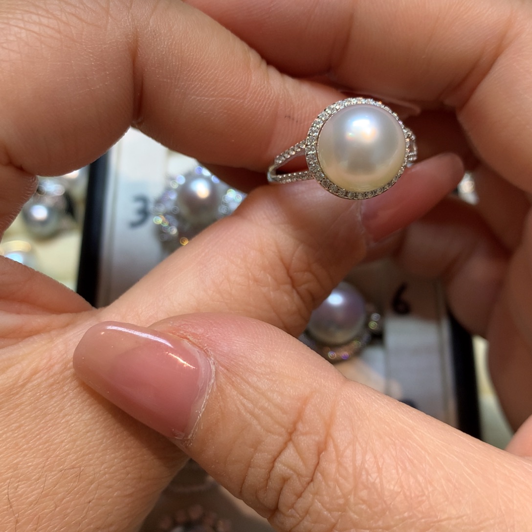 海水珍珠戒指银S925镶嵌