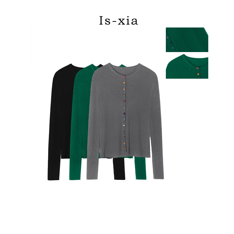 【手编彩虹】手工冰花结如意16针显瘦不贴身精纺羊毛衫