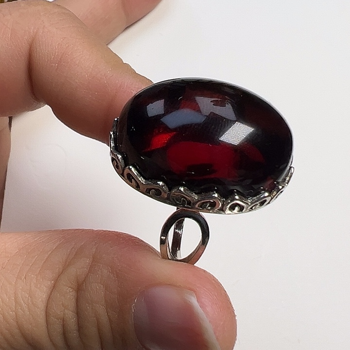 血珀戒指银S925镶嵌血珀