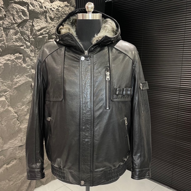 ZMY-Ps2025牛皮油蜡连帽夹克