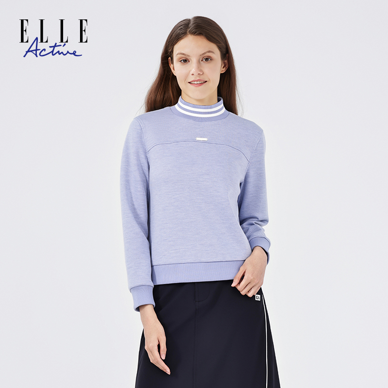 ELLE Active2025年秋季新款半高领卫衣女士潮流休闲宽松套头上衣