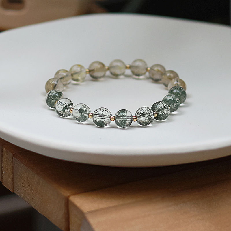 天然绿幽灵金发晶手串女ins简约轻奢小众设计温柔气质百搭手链