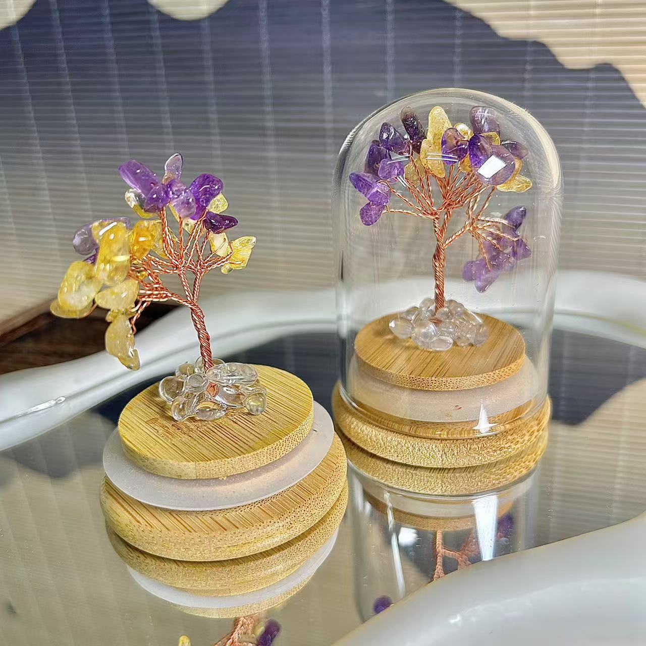 紫黄水晶小树摆件-多样性发一个