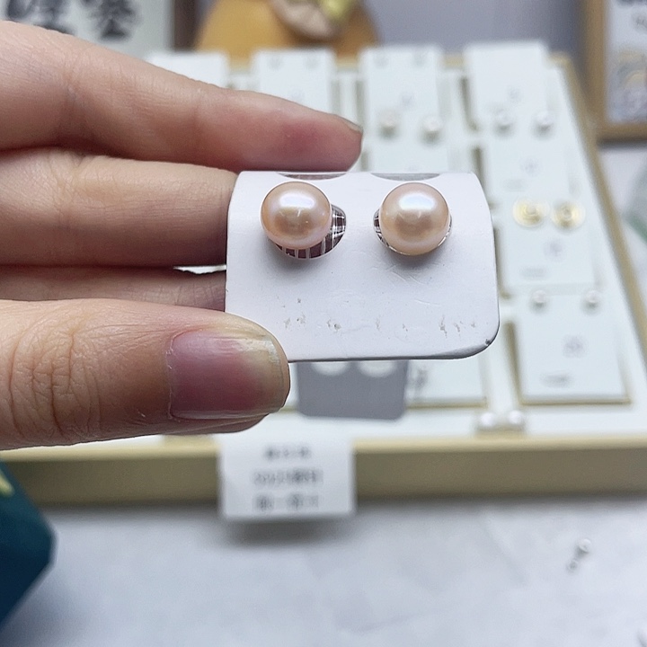 淡水珍珠耳饰银S925镶嵌坦*