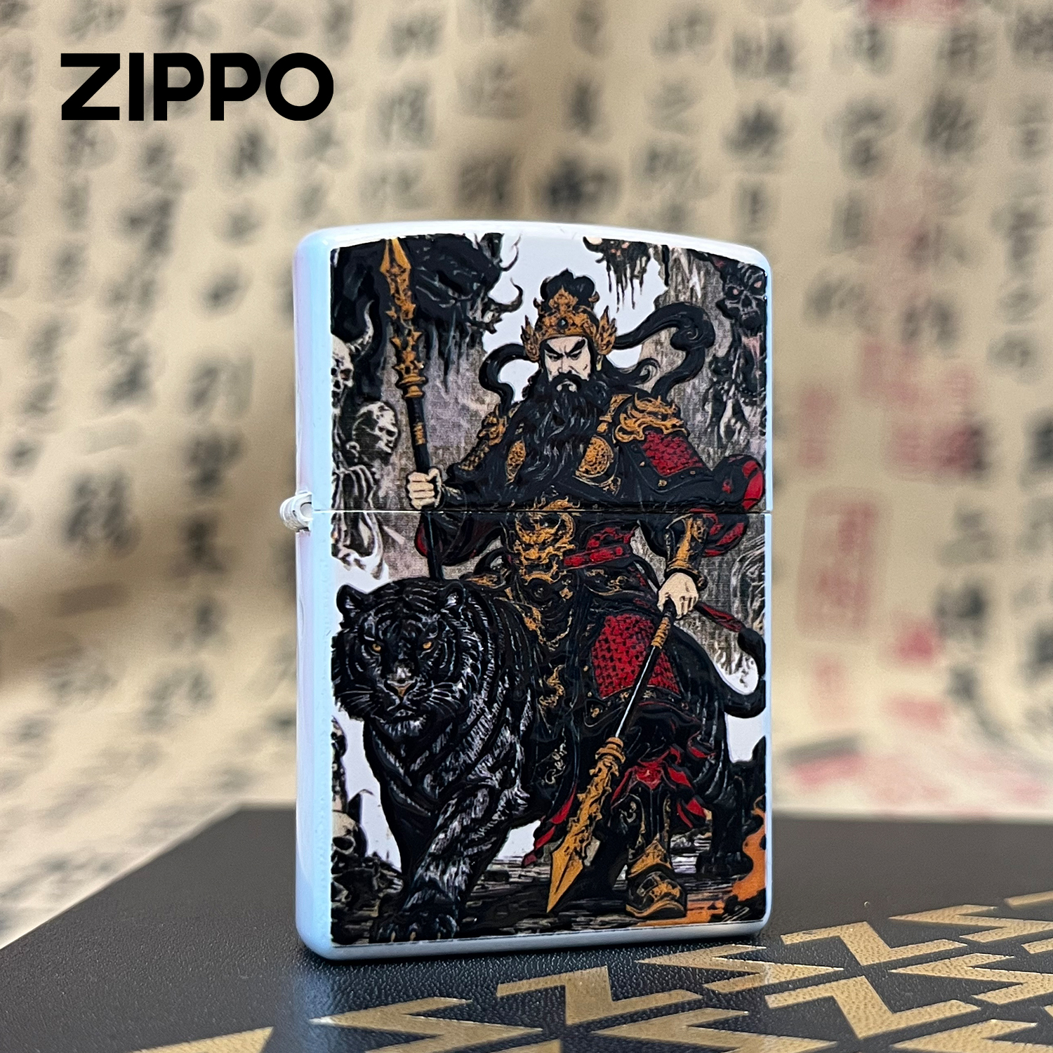 zippo打火机赵公明-双面3D彩印-镀银耐用防风煤油火机DYJ1