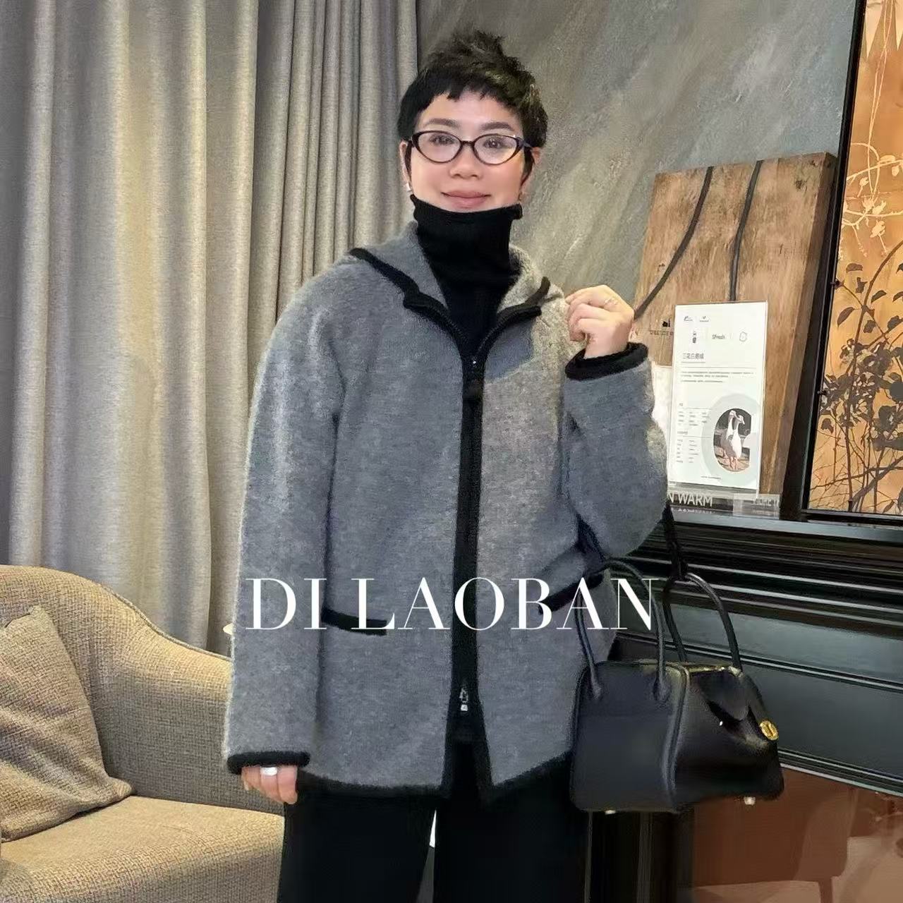 H·G【绒语轻轻】1282  新款百搭极简连帽款包边拉链山羊绒针织衫