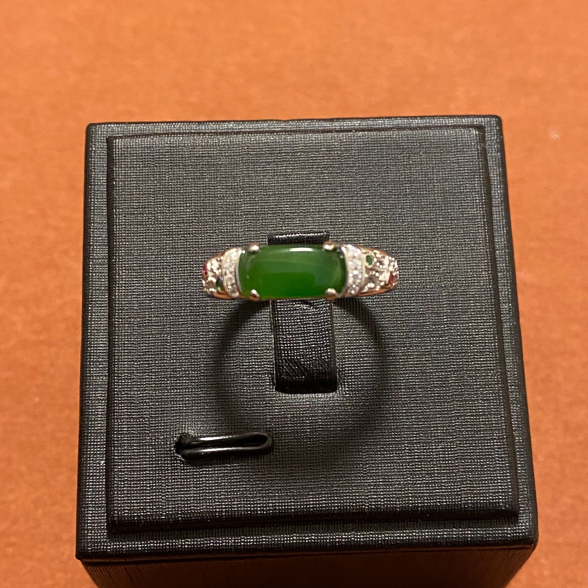 925银戒指 银色拉萨发货S镶钻925纯银戒指气质简约镶嵌轻奢绿色