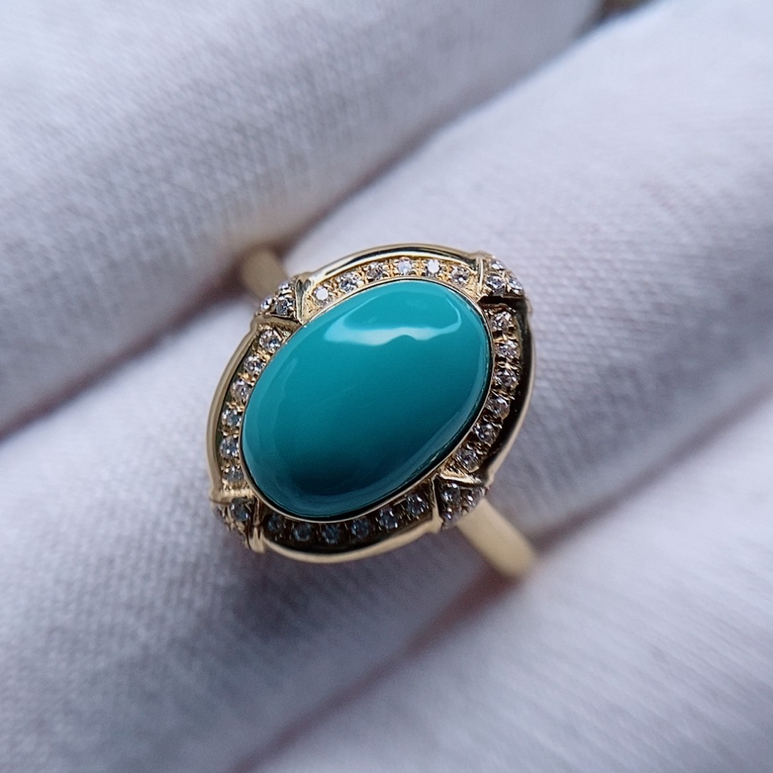 绿松石戒指18K金镶嵌