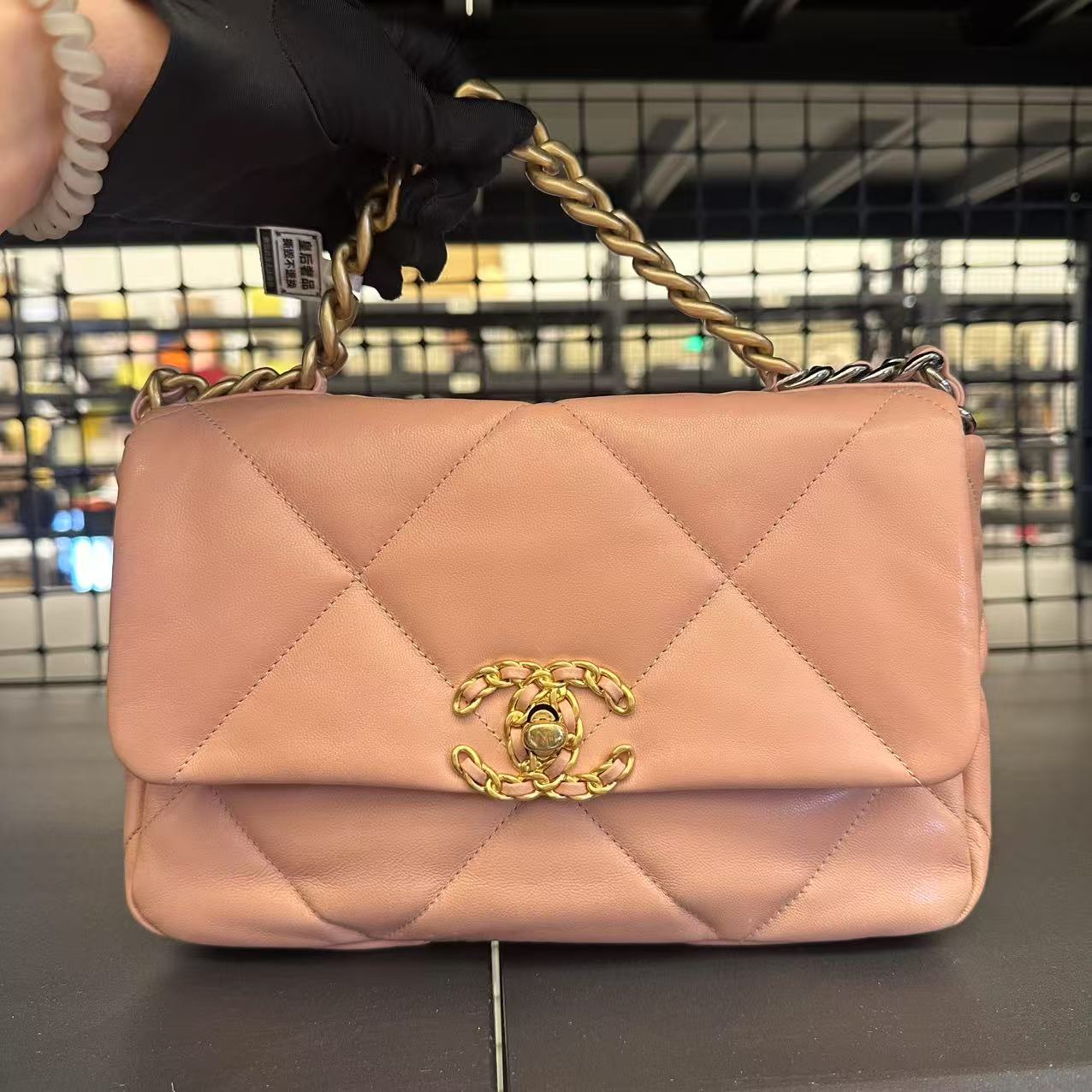 95新 Chanel/香奈儿 伦老板/95新/香奈儿19bag粉色