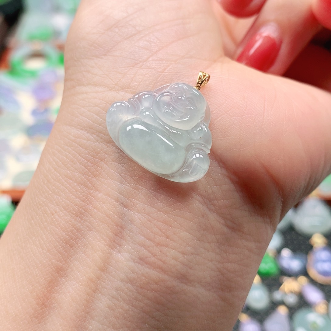 翡翠18K金镶嵌吊坠(不含链)