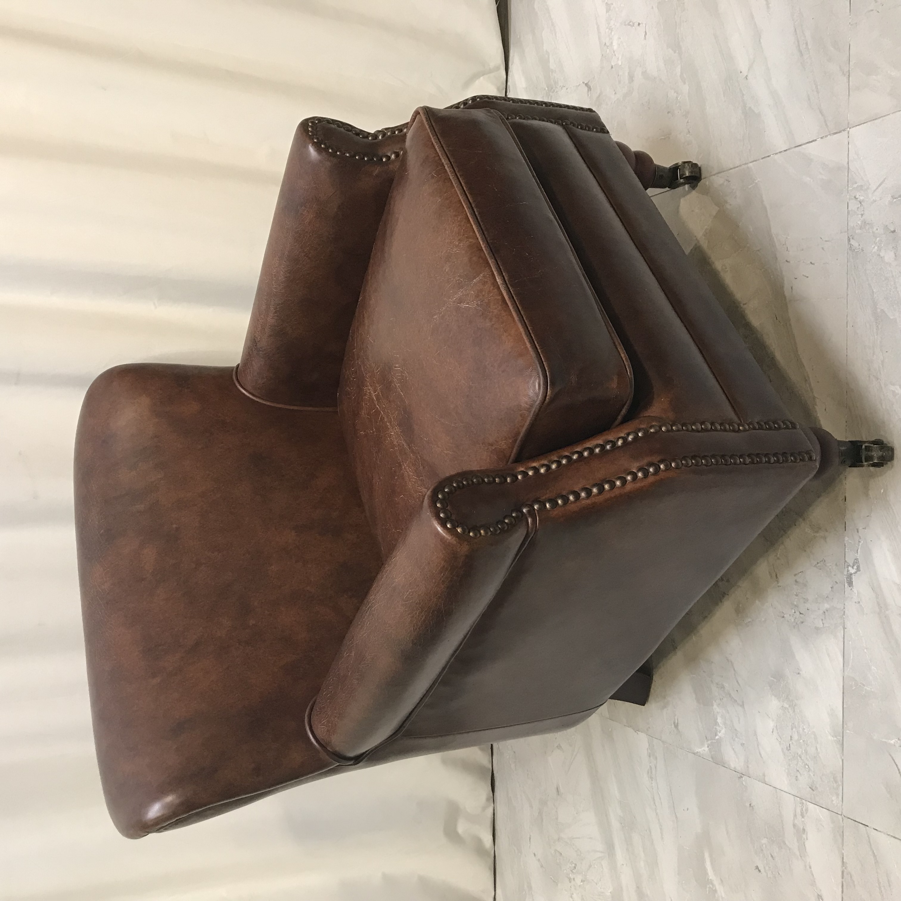 BORCH/博瑞奇头层牛皮真皮一人位棕色沙发（09343）