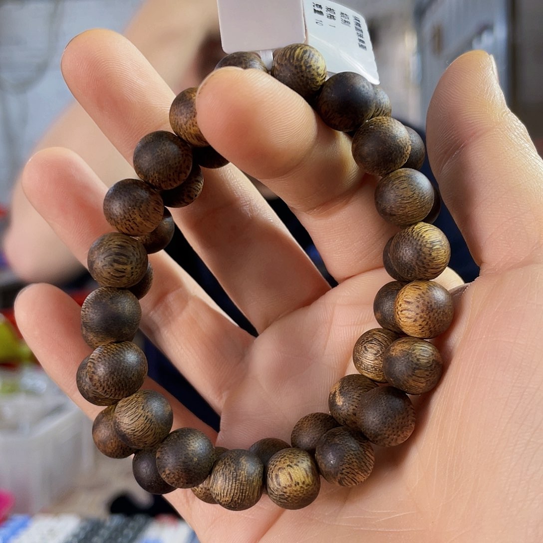 沉香手串海南老白棋圆珠单圈1.0/10克多样性发一