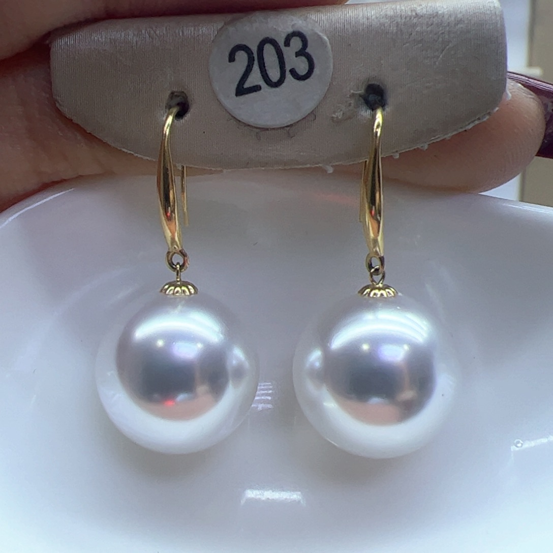 淡水珍珠耳饰18K金镶嵌