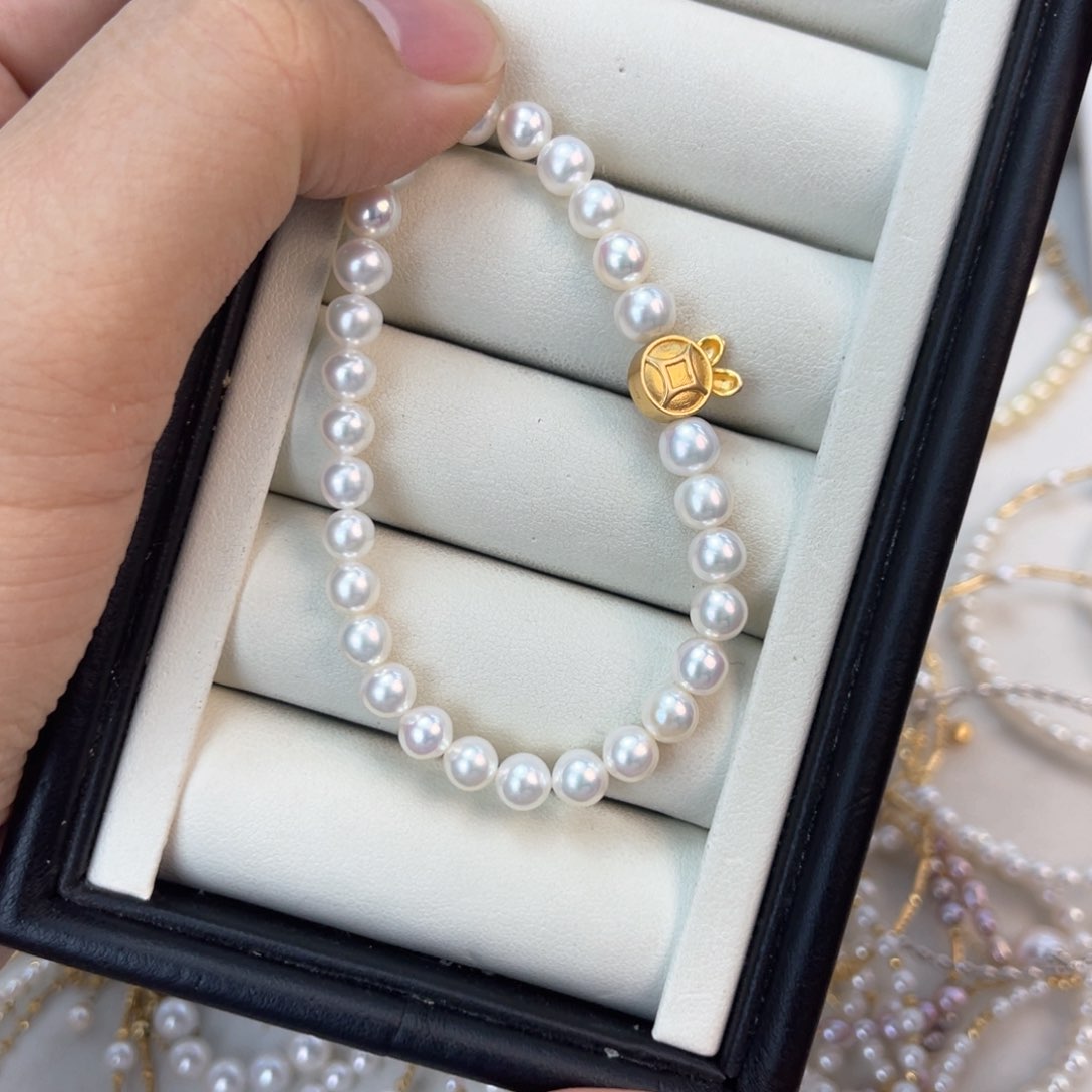 淡水珍珠手绳18K金镶嵌