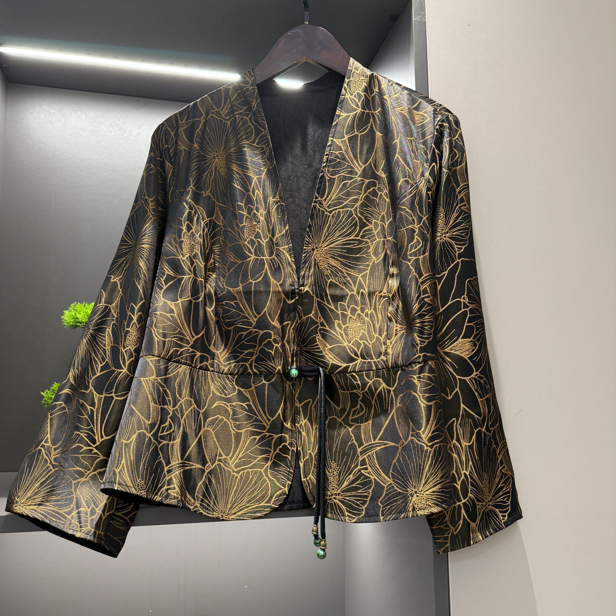 中式开衫复古盘扣传统改良气质莲花西装春季女装宽松上衣2189