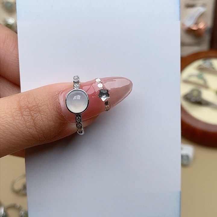 翡翠戒指银S925镶嵌1111
