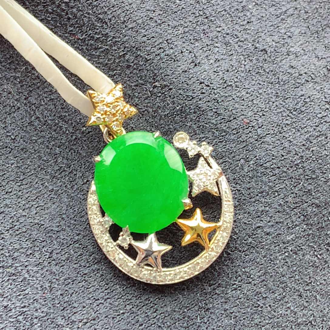 翡翠颈饰18K金镶嵌上新