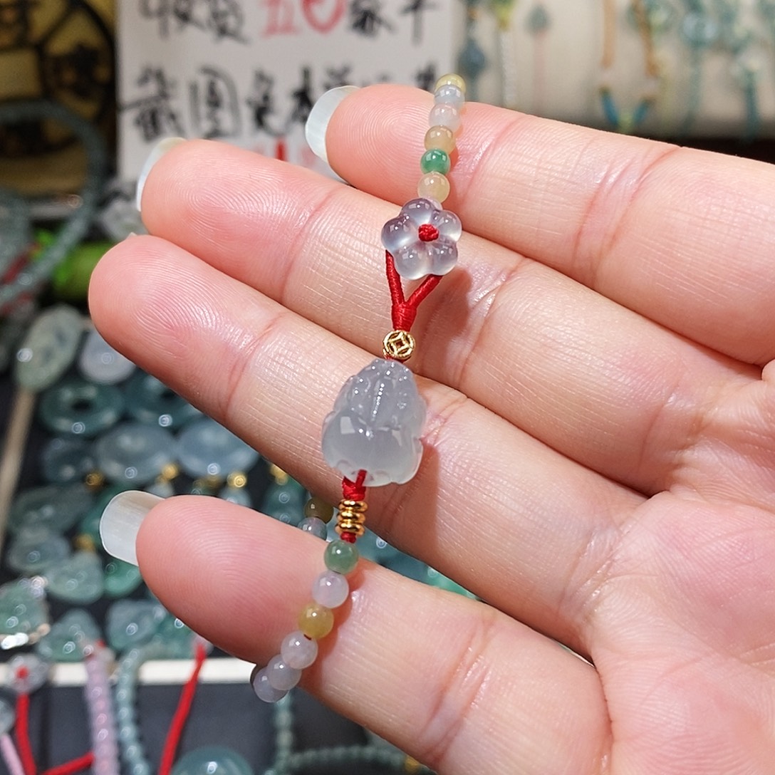 翡翠未镶嵌颈饰貔貅红绳小米珠手链16