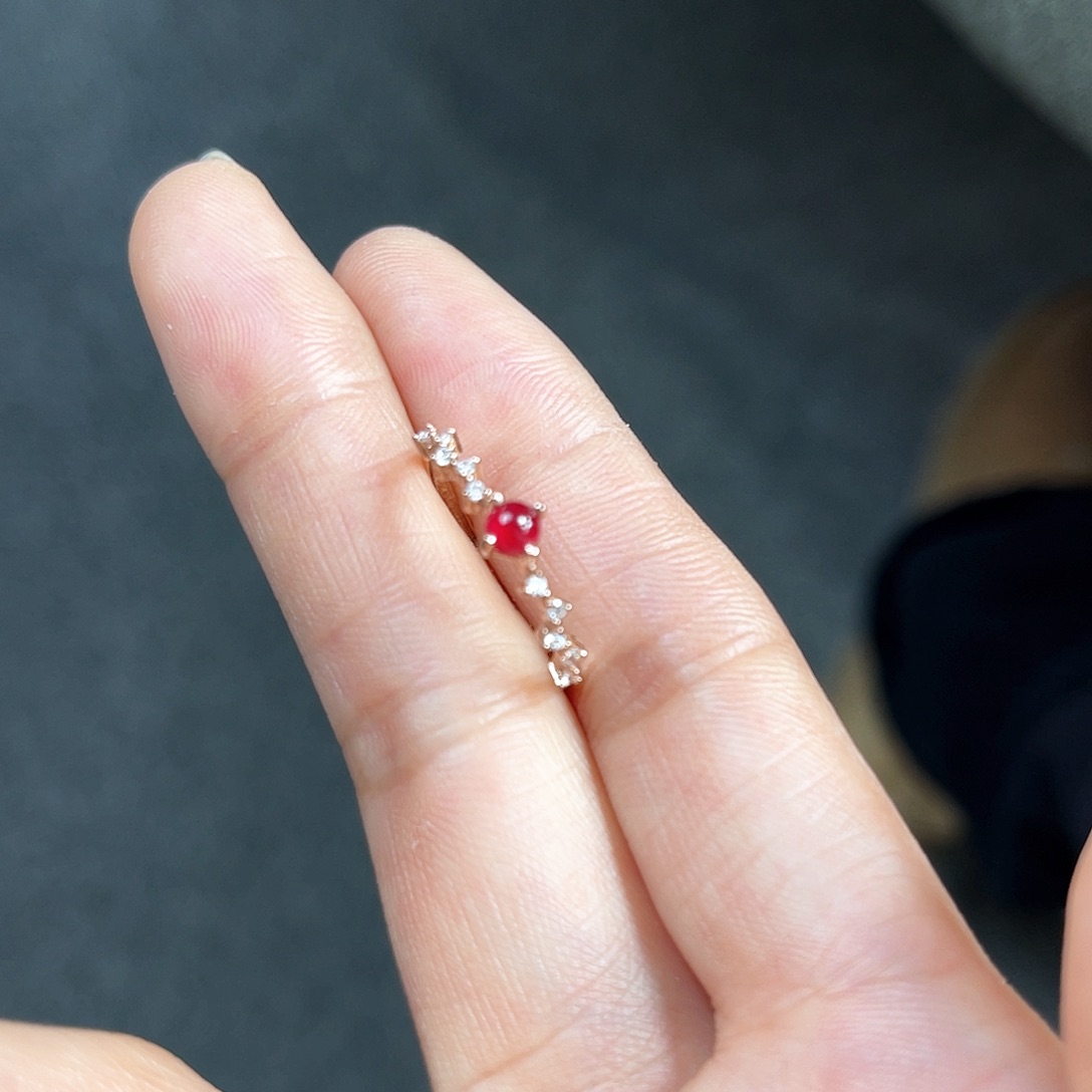 红宝石戒指银S925镶嵌戒指