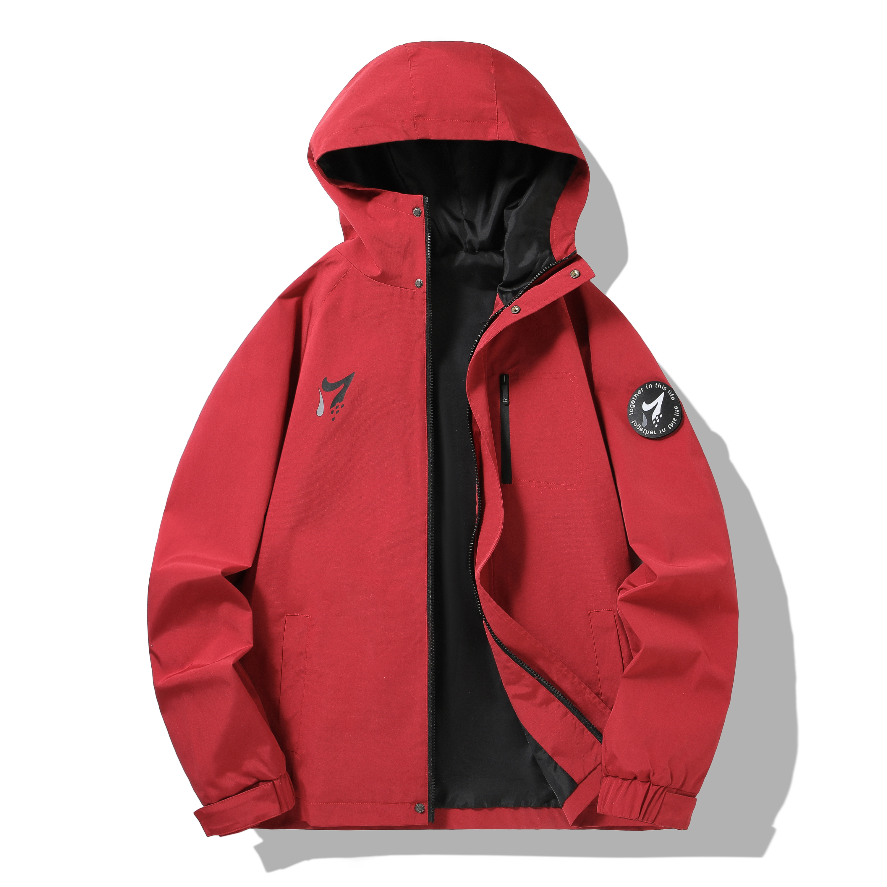 防风防水户外连帽男女同款外套运动春季情侣登山透气宽松软壳软壳