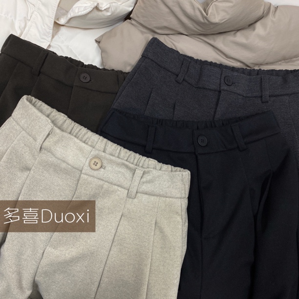 【Duoxi】“冬日漫游”秋冬新款韩版ins风小众设计感厚款休闲裤