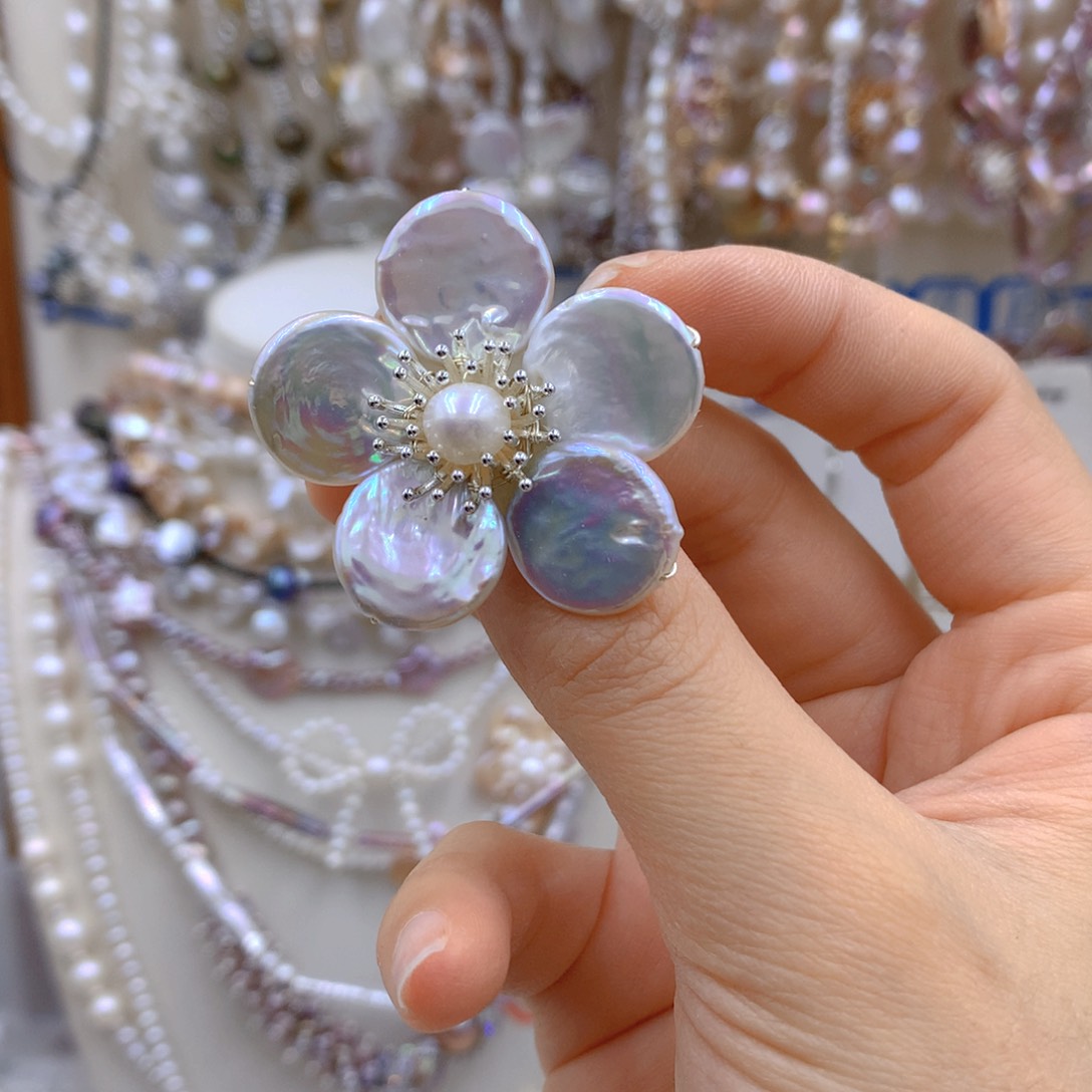 淡水珍珠耳饰银S925镶嵌