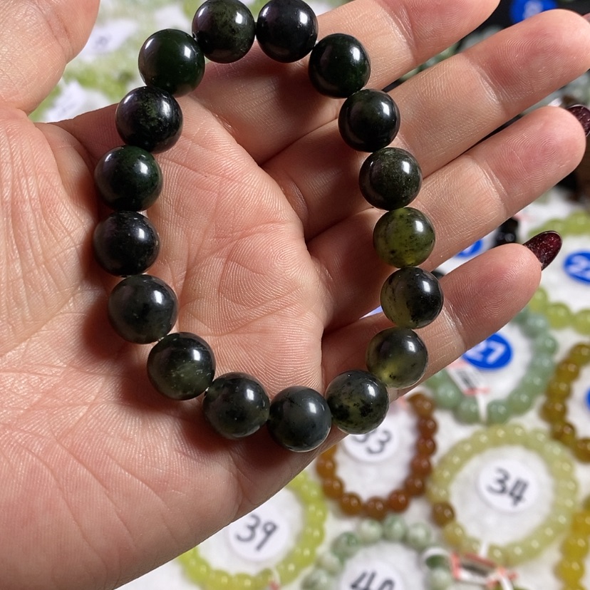 【闪购商品】蛇纹石玉手链未镶嵌卡12