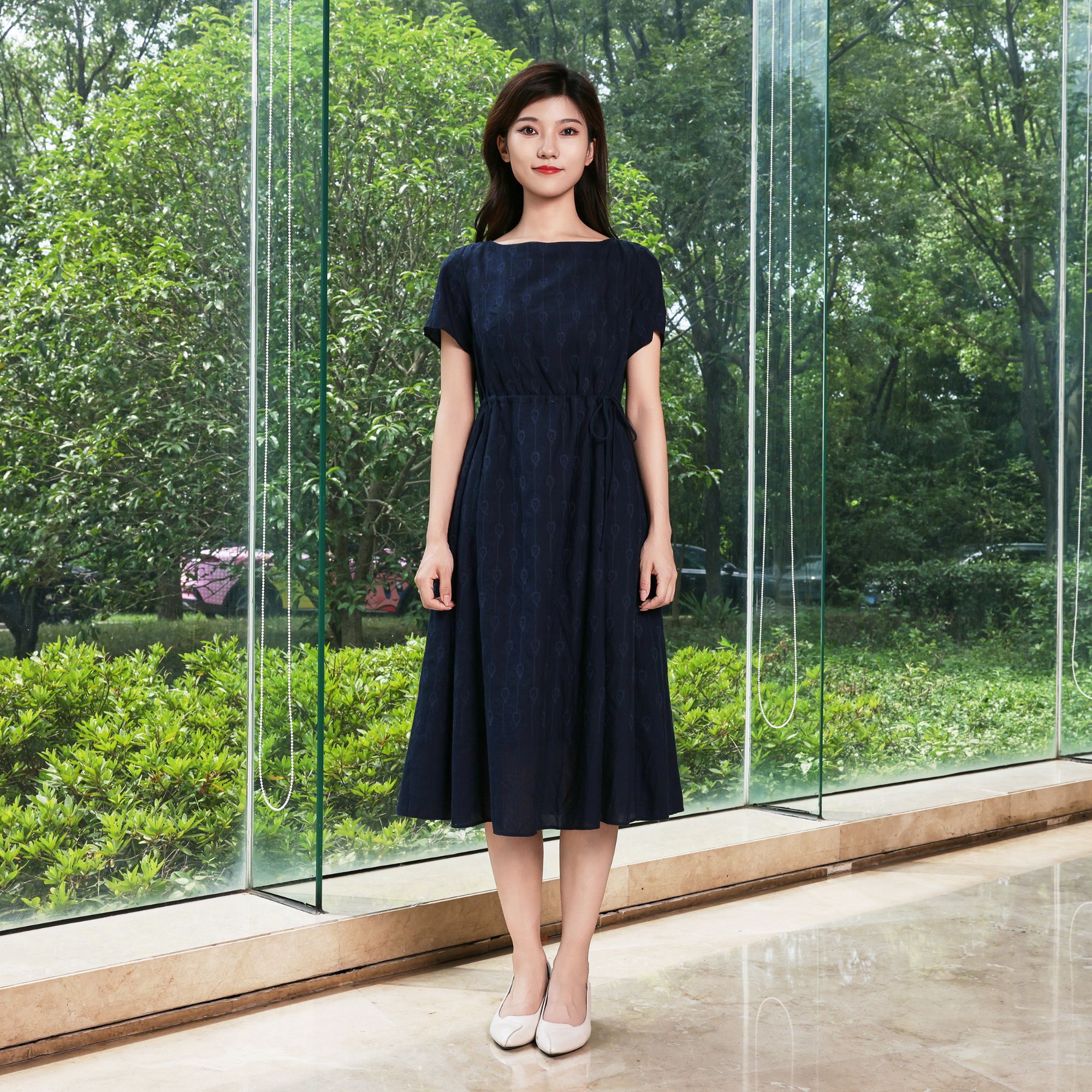 啦娜菲LANAFAY夏季肌理连衣裙9X433水绿