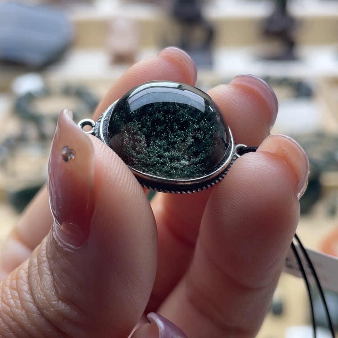 曾***曾水晶手绳银S925镶嵌绿幽灵手绳定制