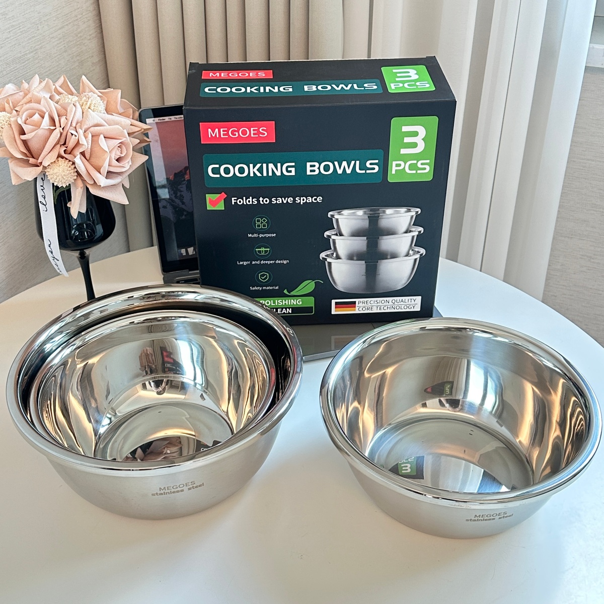 K252474 不锈钢料理盆3件套（尺寸22，24，26CM）可堆叠